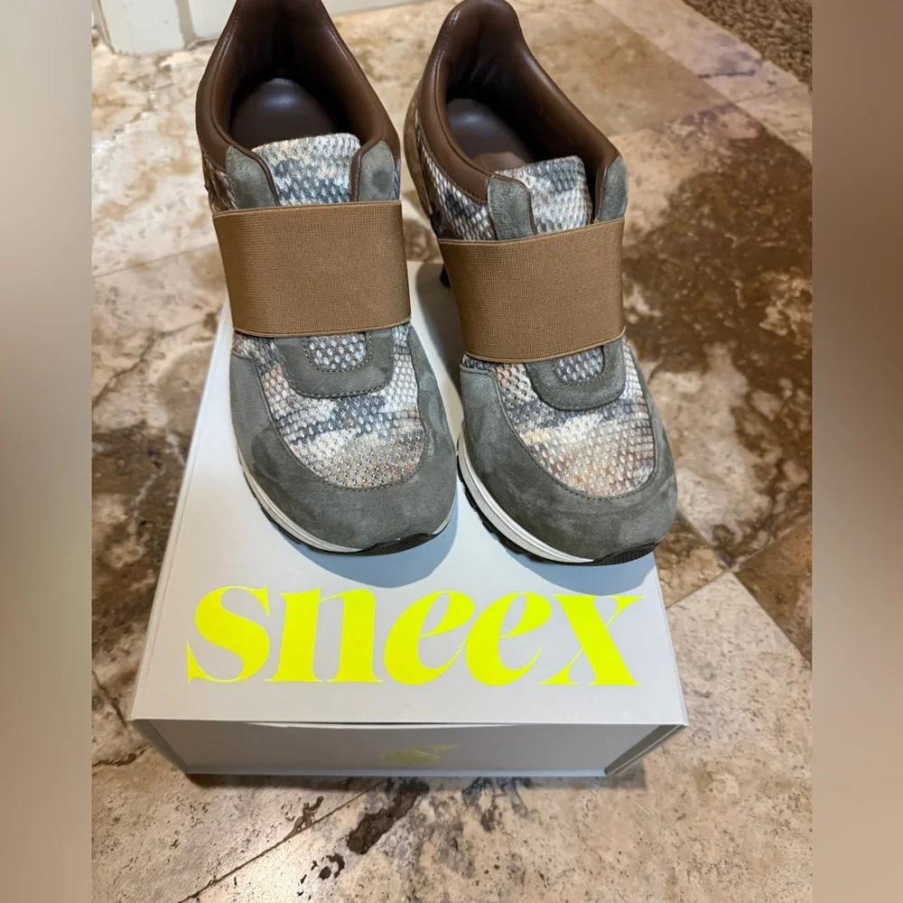 Sneex Slip-On Sneakers in Olive & Tan - Picture 1 of 9